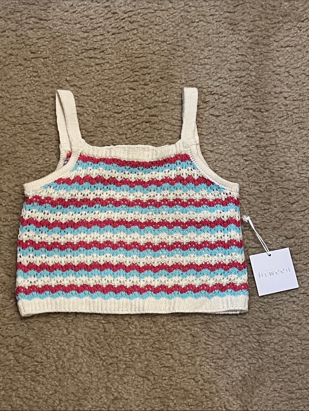 btween Knit Tank with Pink and Blue Stripes